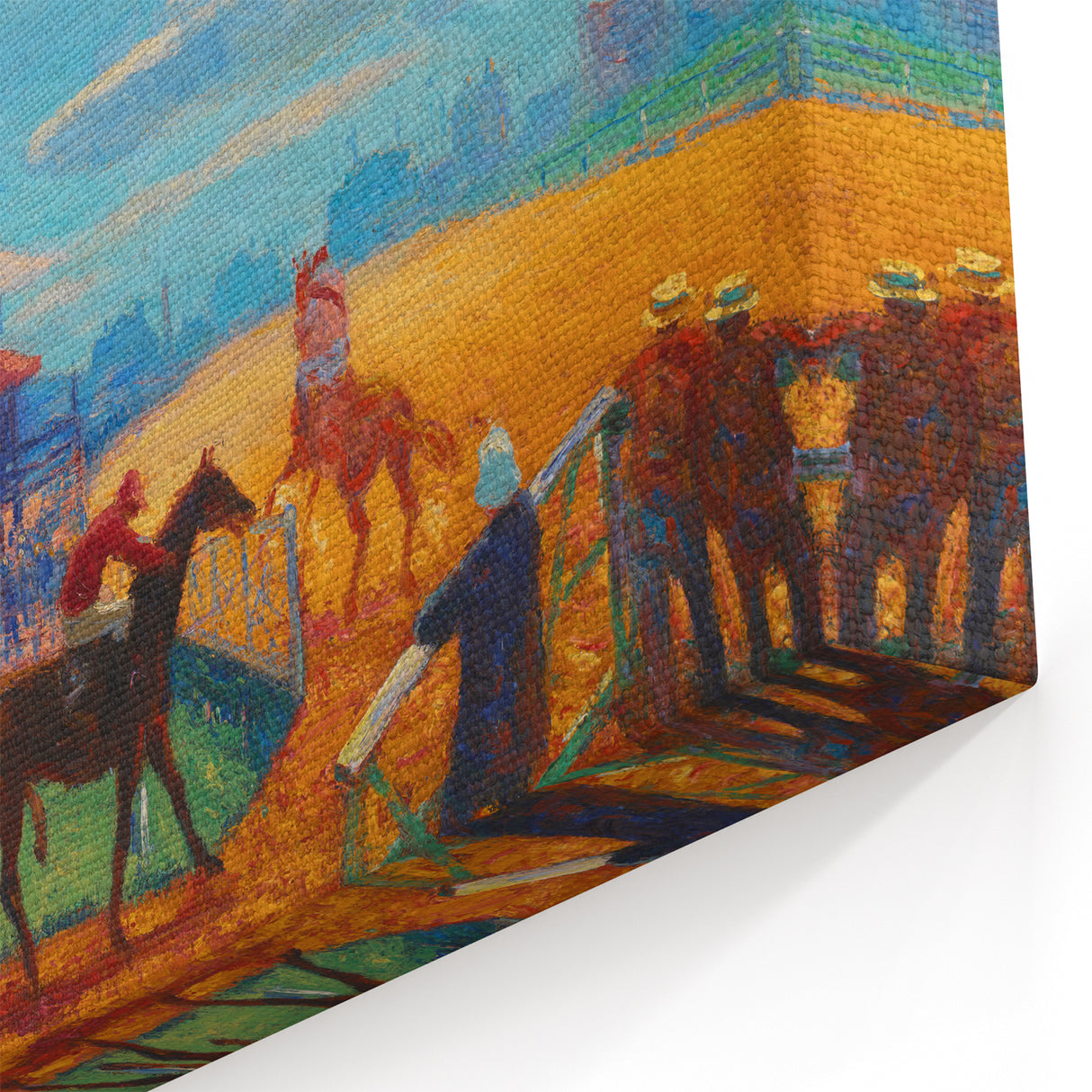 Modern Wall Art: Vibrant Race Track Scene with Dynamic Energy