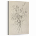 Elegant Floral Sketch - Black and White Botanical Drawing on Canvas