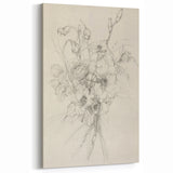 Elegant Floral Sketch - Black and White Botanical Drawing on Canvas