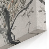 Minimalist Tree Art - Black and White Botanical Illustration on Canvas