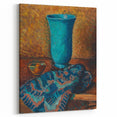 Abstract Still Life - Blue Vase and Textured Cloth Wall Art