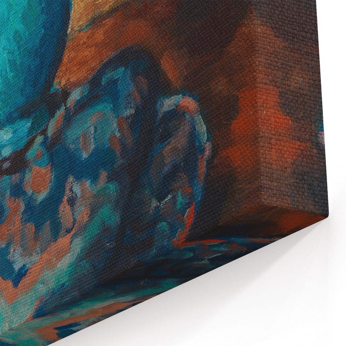 Abstract Still Life - Blue Vase and Textured Cloth Wall Art