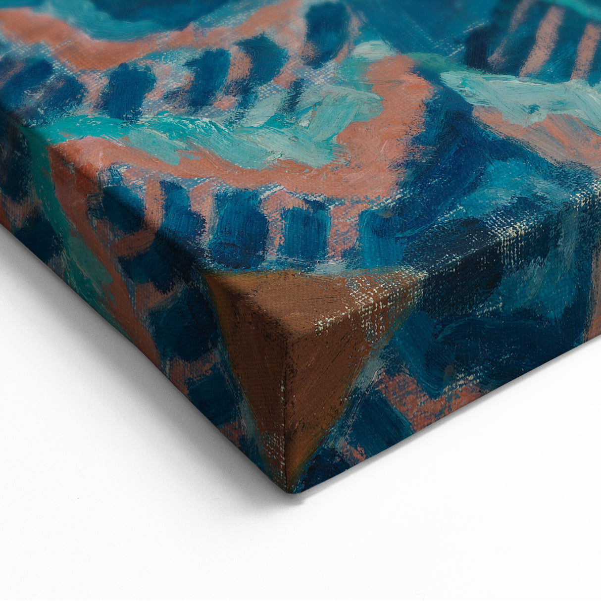 Abstract Still Life - Blue Vase and Textured Cloth Wall Art