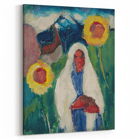 Abstract Sunflowers and Woman - Modern Colorful Wall Art Design
