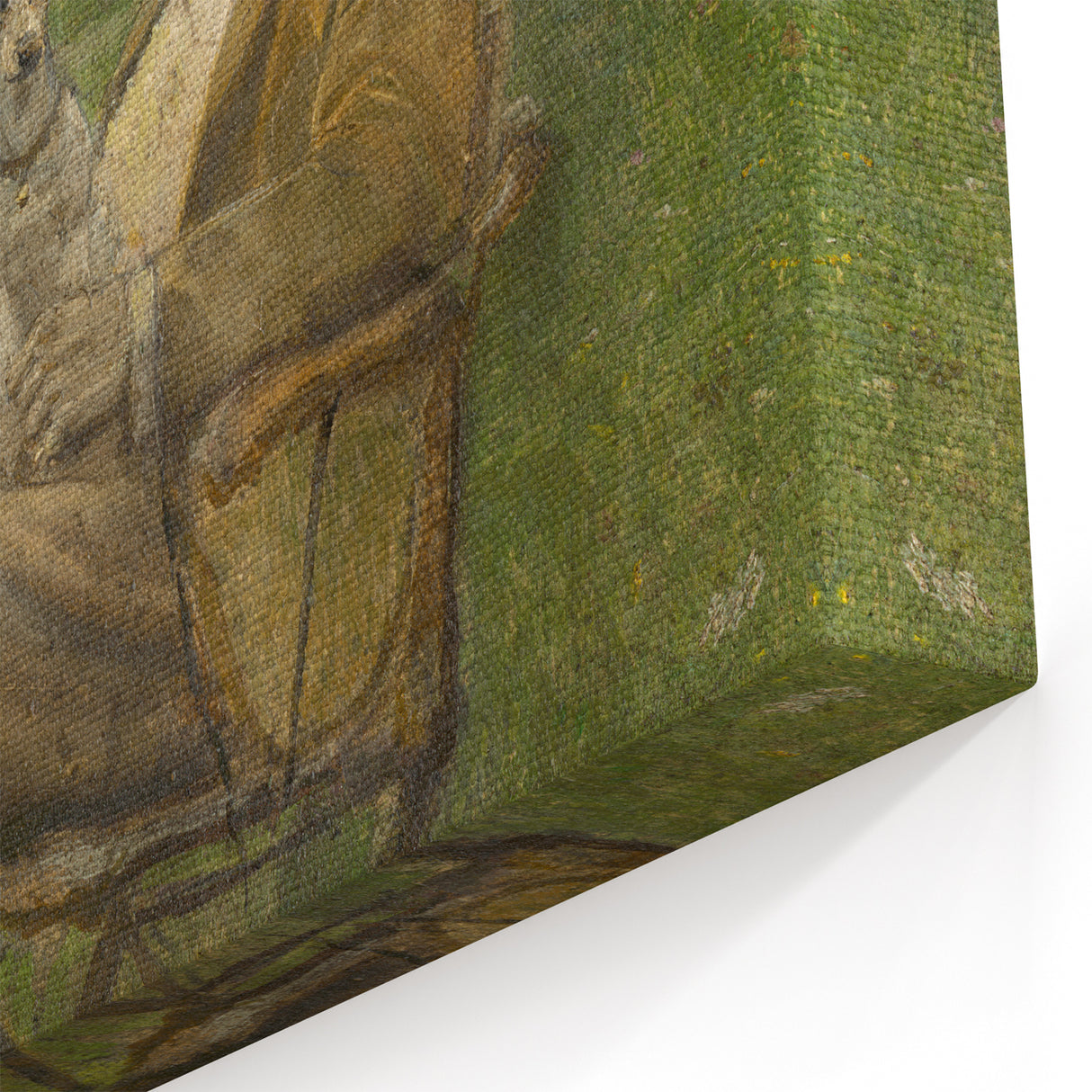 Modern Wall Art - Seated Man with Dog in Serene Outdoor Setting