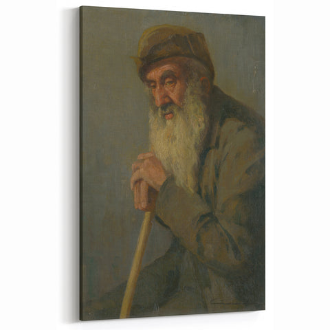 Modern Wall Art - Study of a Seated Old Man by Lajos Csordák