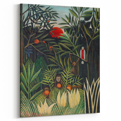 Monkeys and Parrot in the Virgin Forest by Henri Rousseau