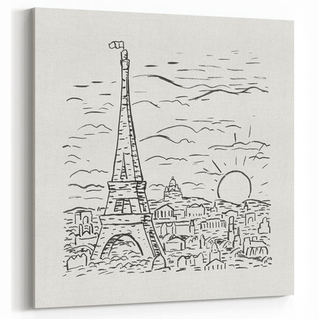 Black and White Expressionist Eiffel Tower Wall Art