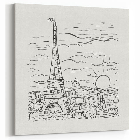 Black and White Expressionist Eiffel Tower Wall Art