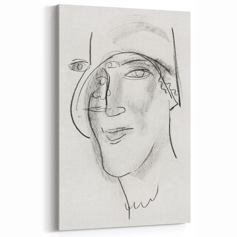 Expressionist Art - "Woman's Head and Face" by Leo Gestel - Charcoal Abstract