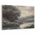 Peaceful Riverside Landscape - Nature's Harmony Abstract Canvas Art