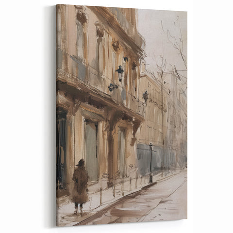 Urban Street Scene - Monochromatic Canvas Prints for Modern Decor