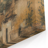 Rustic Village Scene - Rustic Warmth Abstract Canvas Art