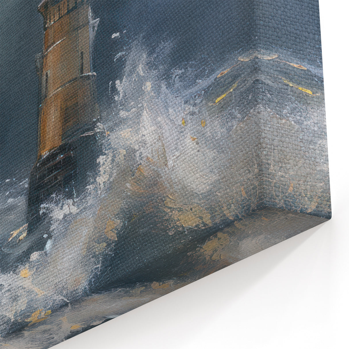Stormy Lighthouse Coastal Landscape Wall Art - Nautical Home Decor