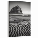 Dune Wall Art - Black and White Coastal Rock with Textured Sands