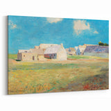 Modern Wall Art of a Tranquil Village Scene - Abstract Contemporary Style