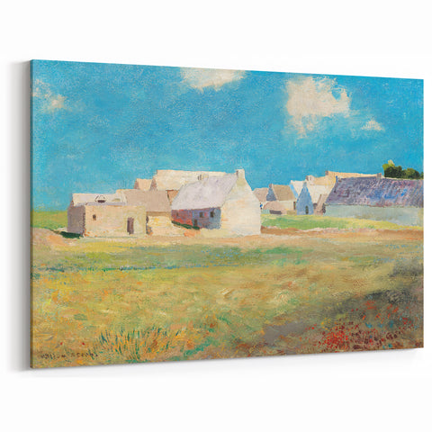 Modern Wall Art of a Tranquil Village Scene - Abstract Contemporary Style