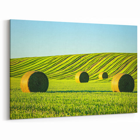 Countryside Fields Wall Hanging - Rolling Green Hills Canvas Art