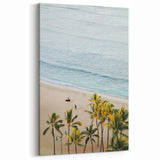Tropical Wall Art - Surfers and Palm Trees Beach Canvas Print