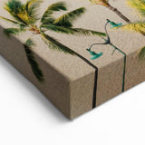 Tropical Wall Art - Surfers and Palm Trees Beach Canvas Print