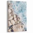 Summer Scenery Canvas - Ocean Waves and Pebbled Beach Wall Art