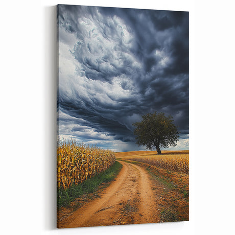 Fields Landscape Acrylic Prints - Stormy Sky Over Cornfields Art