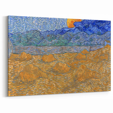 Impressionism Wall Art - Wheat Sheaves and Rising Moon by Van Gogh