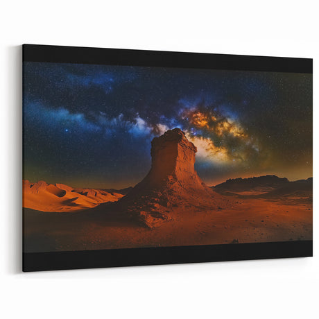 Desert Night Sky - Milky Way Over Southwestern Desert Rock Print