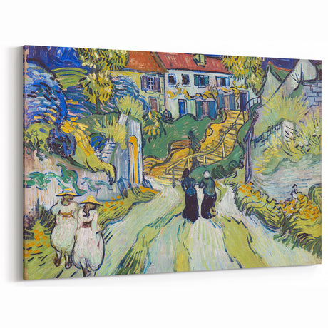 Impressionist Village Scene Wall Art - Stairway at Auvers by Van Gogh