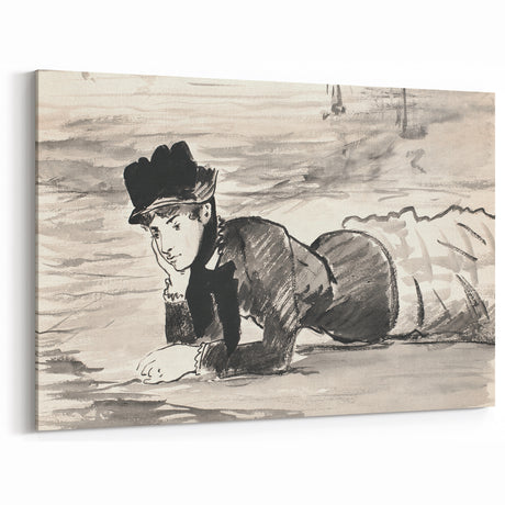 Classic Impressionist Monochrome – Manet’s Beach Portrait