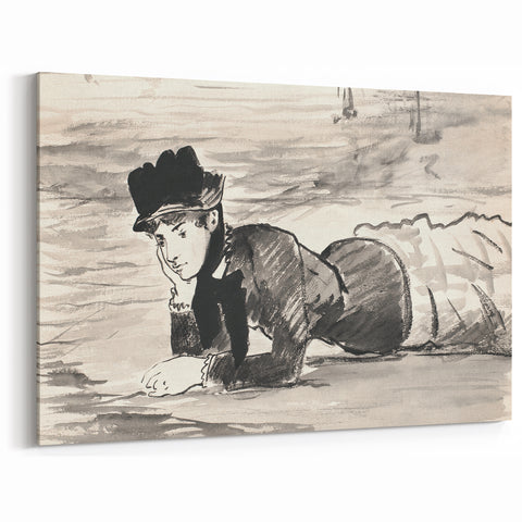 Classic Impressionist Monochrome – Manet’s Beach Portrait