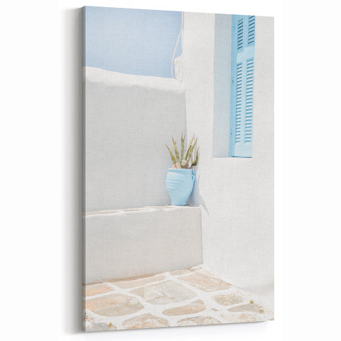 Summer Vibes Prints – Minimalist Blue Pot and Whitewashed Walls