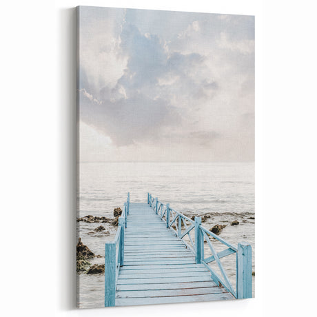 Summer Wall Art – Tranquil Blue Pier Leading to the Ocean