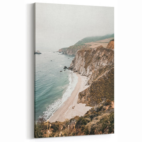 Summer Landscape Art – Coastal Cliffs and Ocean Waves