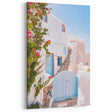 Summer Wall Art – Santorini Coastal Village Canvas Print