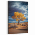 Fields Panorama Wall Decor - Golden Tree Against Stormy Skies Art