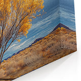 Fields Panorama Wall Decor - Golden Tree Against Stormy Skies Art