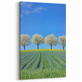 Countryside Fields Wall Hanging - Blooming Trees and Green Fields