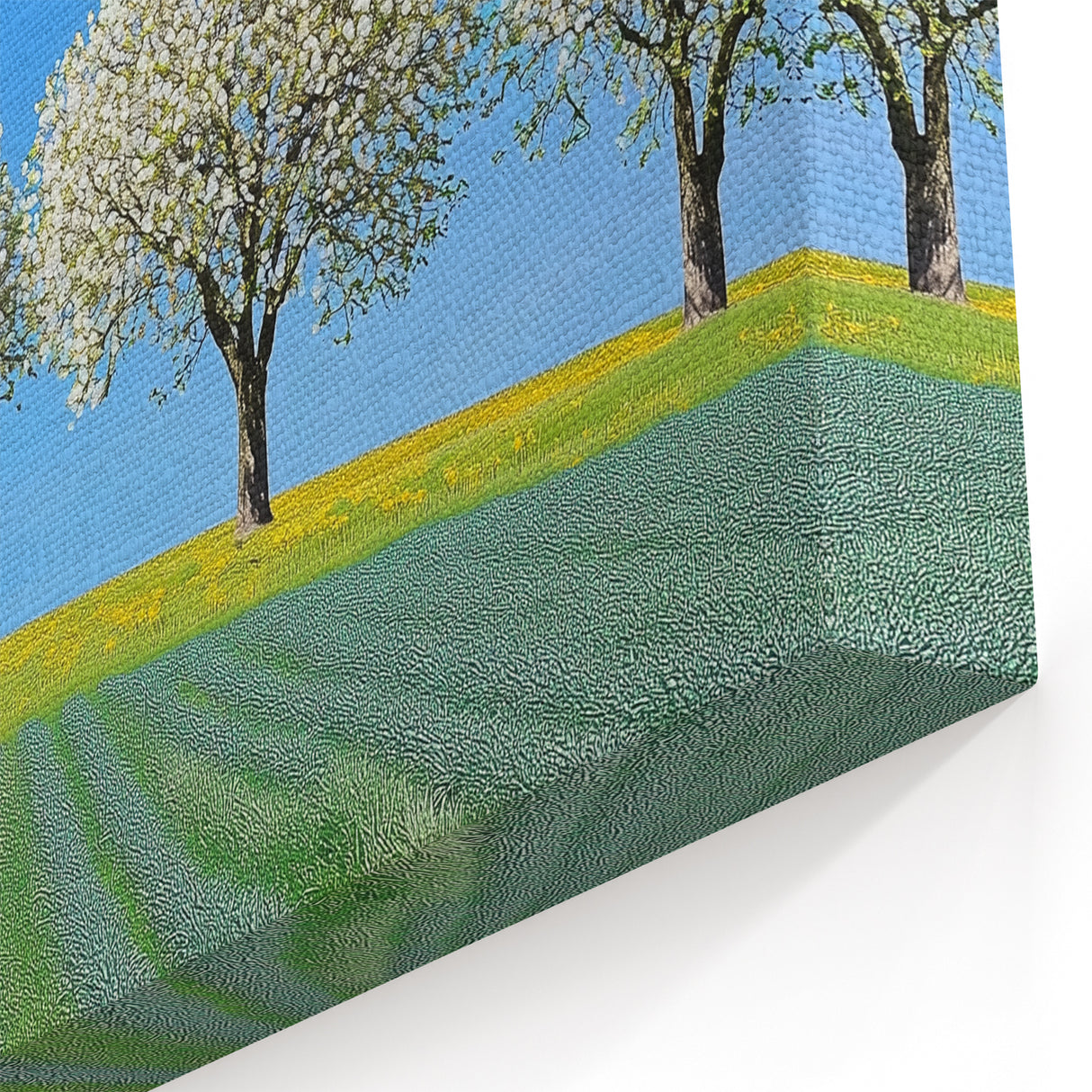 Countryside Fields Wall Hanging - Blooming Trees and Green Fields