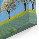 Countryside Fields Wall Hanging - Blooming Trees and Green Fields