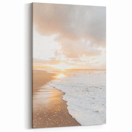 Sunset Canvas Art – Golden Beach Waves at Sunset