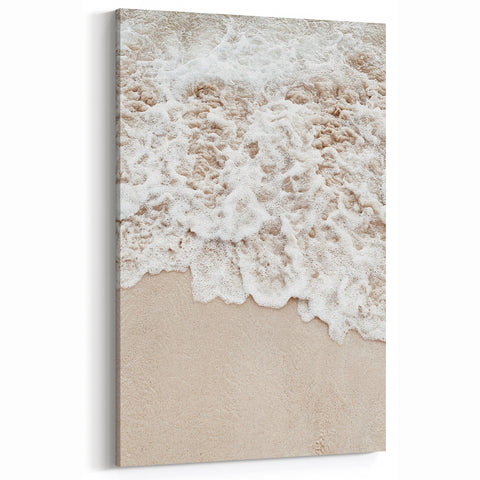 Beach Decor Prints - Foamy Ocean Waves on Sand Coastal Canvas