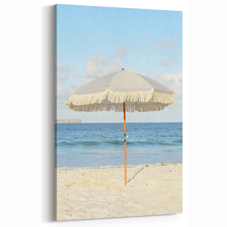 Beach Decor Prints - Coastal Umbrella Summer Ocean Canvas Art