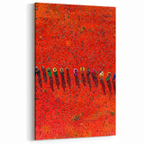 Countryside Fields Wall Hanging - Vibrant Red Harvest Art