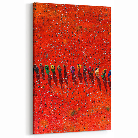 Countryside Fields Wall Hanging - Vibrant Red Harvest Art
