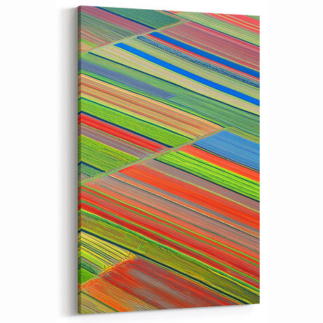 Fields Panorama Wall Decor - Multicolor Striped Landscape Art