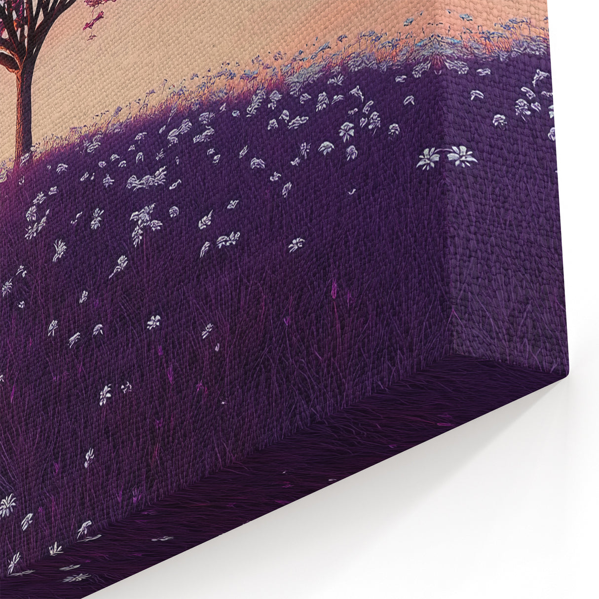 Serene Fields Art Print - Lone Purple Tree on Lavender Hill
