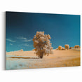 Fields Panorama Wall Decor - Golden Tree Under Blue Sky Art
