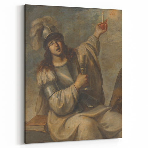Baroque Art Print - Blindfolded Warrior with Chalice and Candle