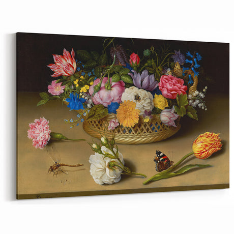 Baroque Art Print - Vibrant Floral Still Life with Butterflies